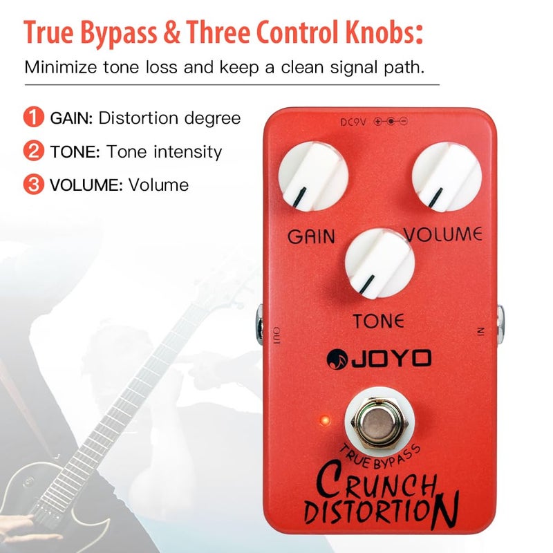 JOYO Distortion Pedal Crunch Distortion of British Classic Rock Distortion Effect for Electric Guitar - True Bypass (JF-03) - Image 4